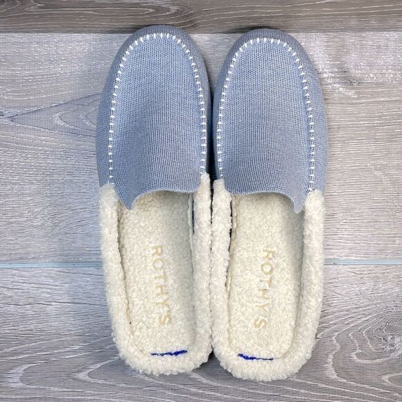 NWT Rothy’s “The Scuff” Arctic Blue Wool Blend Womens Sz 13 Slip On Mule Slipper - Picture 5 of 14